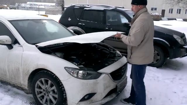 Амортизаторы и упоры капота Mazda 6. Зима.