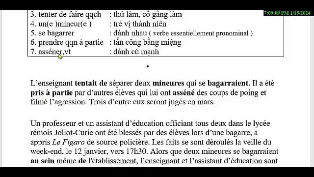 Bài 469 - Đọc báo tiếng Pháp - Học một số từ ngữ về bạo lực trong học đường смотреть онлайн