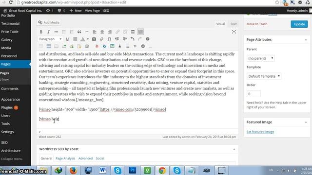 How to add a vimeo video in WordPress home page смотреть онлайн
