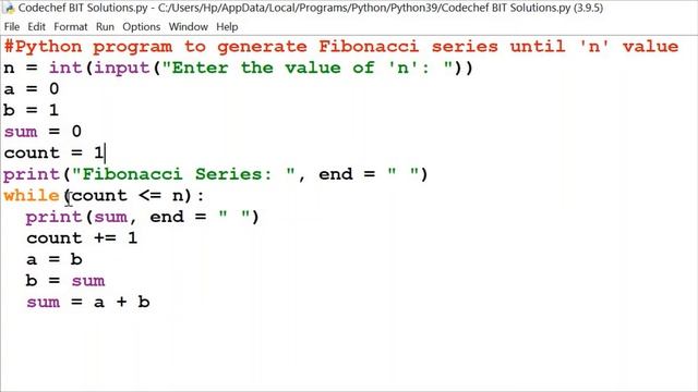 Ques 33 | Program to print the fibonacci series | Python | #CBCDailyChallenge смотреть онлайн