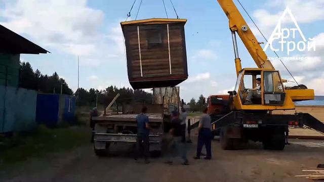 Погрузка мобильной бани из профилированного бруса смотреть онлайн