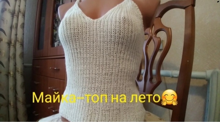 Майка-топ на лето спицами_пряжа Газал Беби Коттон смотреть онлайн