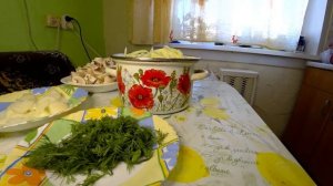 Влог. Шампиньоны жареные с капустой. 1437