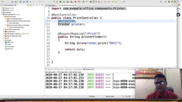 Singleton design in Spring | Using Dependency Injection | Using @Autowire смотреть онлайн