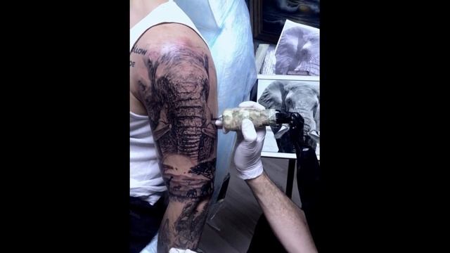THE BEST ELEPHANT TATTOO TIMELAPSE | REALISTIC AFRICAN TATTOOS | @SuvorovTattoo