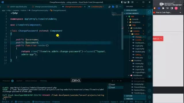 #12 Change Password of admin | Laravel and livewire смотреть онлайн