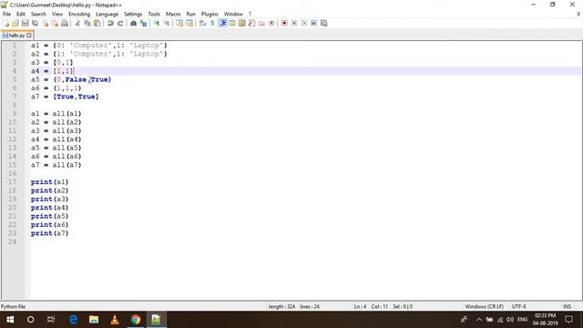 Python All Function - Check if all items of an iterable are True or Not смотреть онлайн