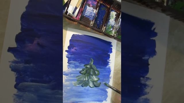 ЗИМНЯЯ ЁЛОЧКА ГУАШЬЮ ДЛЯ НАЧИНАЮЩИХ ПРОСТОЕ И БЫСТРОЕ РИСОВАНИЕ смотреть онлайн