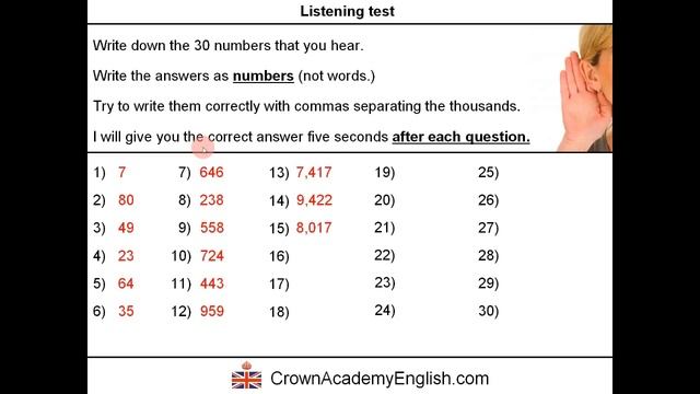 Numbers in English - Listening test смотреть онлайн
