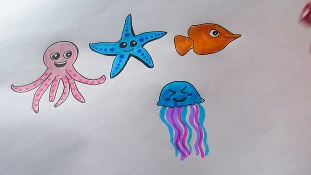 Подводный мир РИСУНОК. Как нарисовать фломастерами морских обитателей? Кавайные рисунки для новичко
