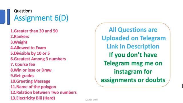 Assignment - 6(D),(E),(F) in Python #28 смотреть онлайн