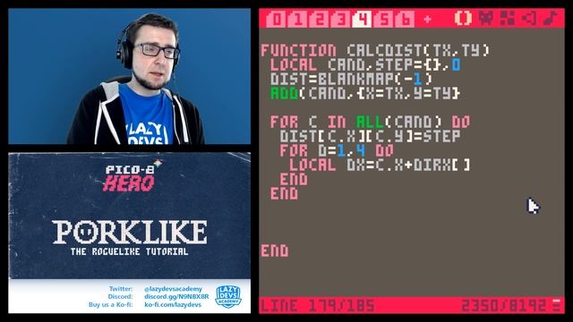 Making a Roguelike #19 - Pathfinding - Pico-8 Hero смотреть онлайн