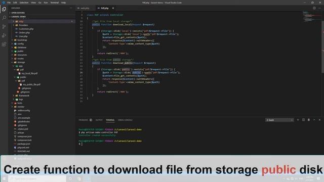Download file from storage local disk and public disk on Laravel смотреть онлайн