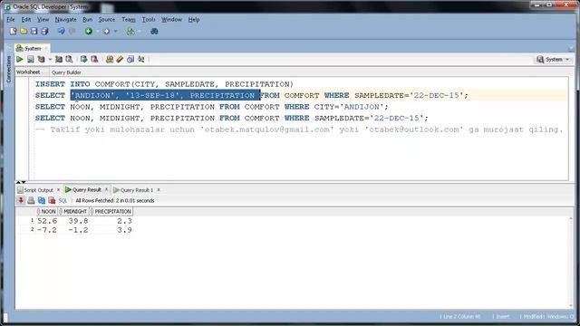 Oracle da SQL asoslari 38 SELECT orqali INSERT qilish смотреть онлайн