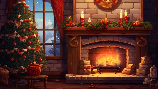 Cozy Christmas Night 🎄❄ Christmas Lofi Mix With A Fireplace ❄ Crackling Christmas 🎅 To Chill & Rela