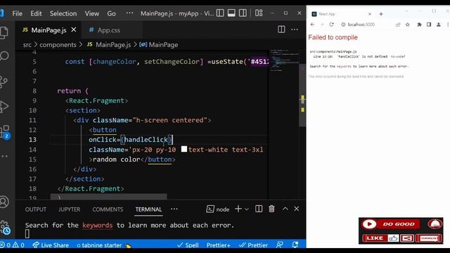 Random background color using React hooks on a button for beginners смотреть онлайн