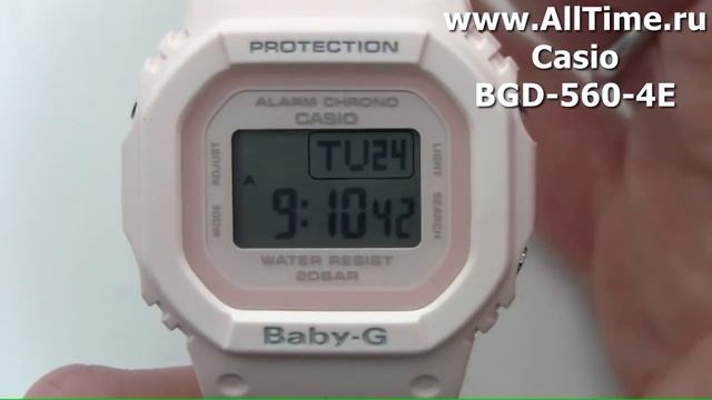 Обзор. Женские наручные часы Casio BGD-560-4E с хронографом смотреть онлайн