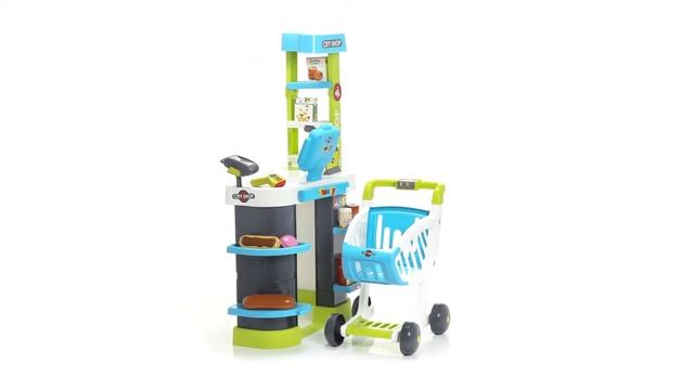 Smoby 350206 - Магазин супермаркет с тележкой, со звуковыми эффектами. Role Play Set Supermarket смотреть онлайн