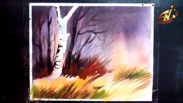 WATERCOLOR DEMONSTRATION - LANDSCAPE PAINTING For Beginners