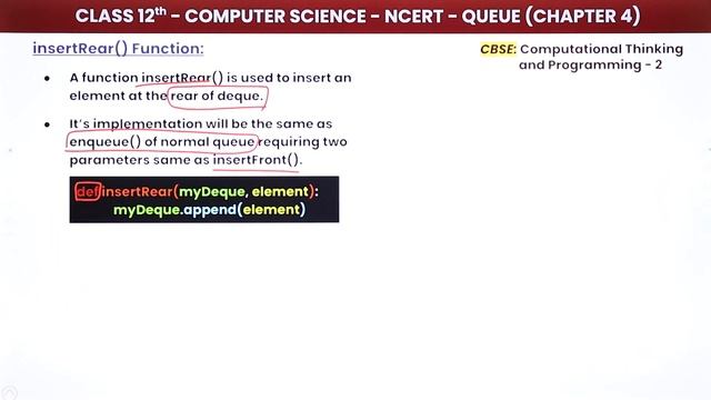 Implementation of Deque Using Python - Queue | Class 12 Computer Science Chapter 4 (2022-23) смотреть онлайн
