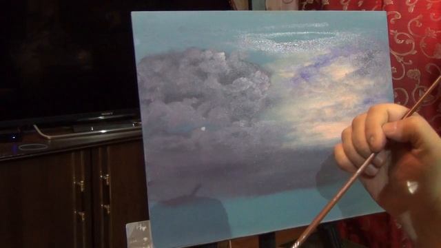 два способа нарисовать освещенные тучи, кучевые облака смотреть онлайн