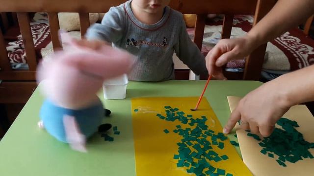 АППЛИКАЦИЯ Динозаврик Тимурка делает поделку Динозаврик из цветной бумаги Динозаврик Джорджа смотреть онлайн
