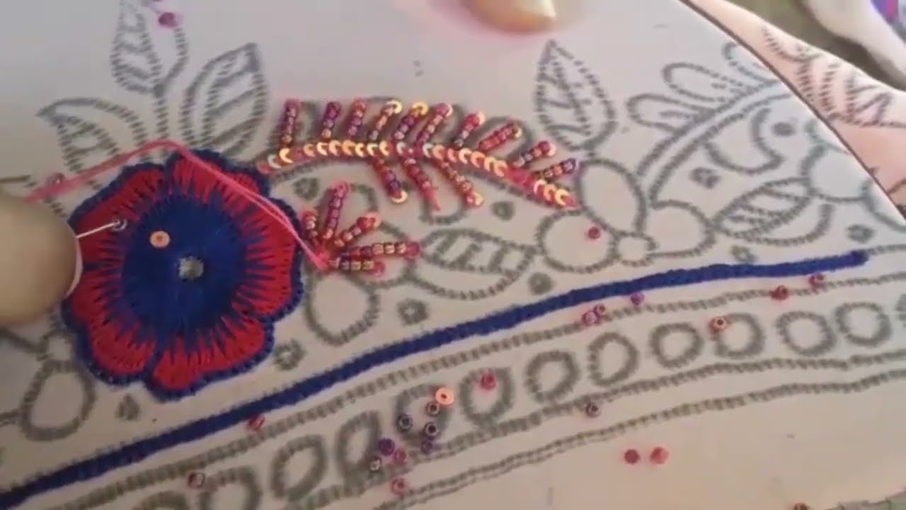 Sleeves Design Aari Work - Qureshia Design Tutorial - Hand Embroidery Sleeves Design