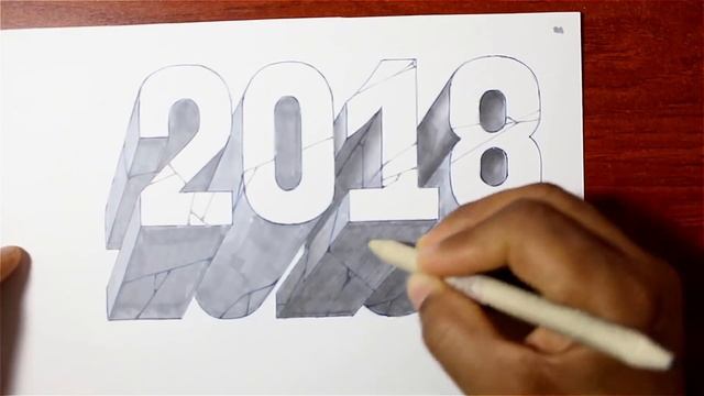 Happy New Year 2018 - Realistic Letters Drawing - 2018 Number Pencil Drawing смотреть онлайн