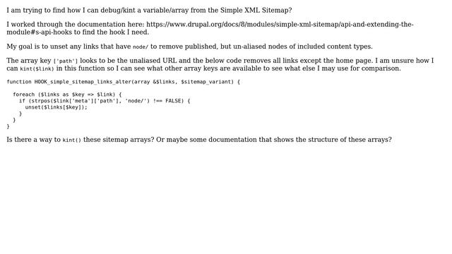 Drupal: How do I debug/kint Simple XML Sitemap link array? смотреть онлайн