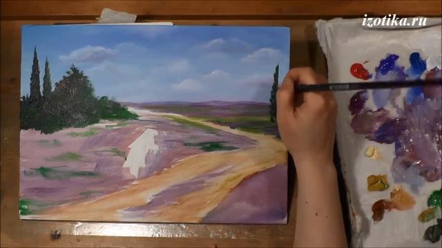 Лавандовое поле. Акрил. Часть 1 смотреть онлайн