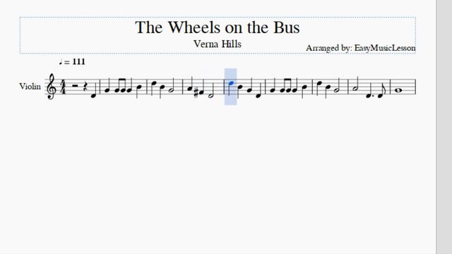 Violin Sheet Music: How to play The Wheels on the Bus by Verna Hills смотреть онлайн