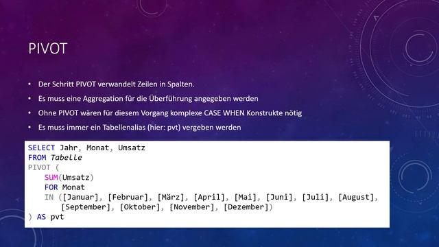 SQL PIVOT смотреть онлайн