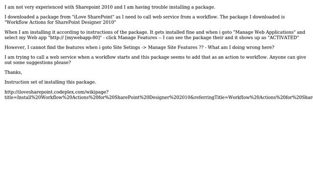 Sharepoint: Sharepoint package installation - Feature is not visible in Site collection -＞ settings смотреть онлайн