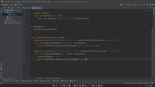 Discord Bot mit Python programmieren | Part 11: Buttons | Pycord Tutorial Deutsch смотреть онлайн
