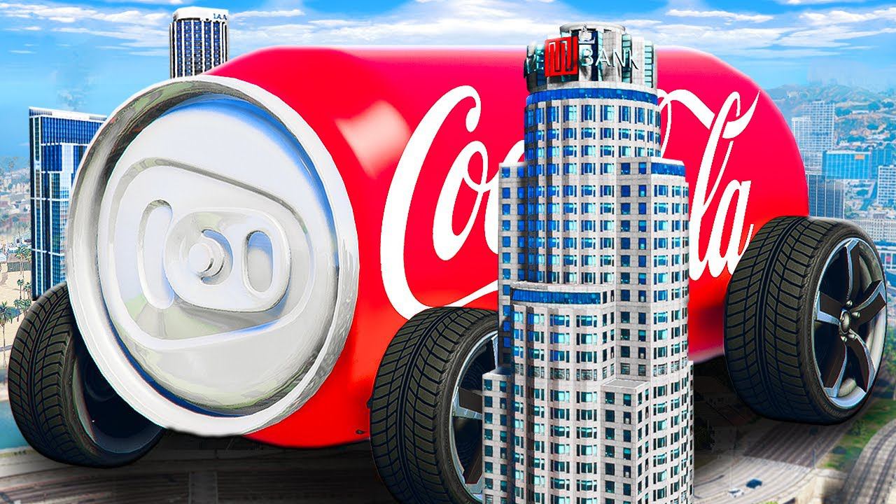 КАТАЕМСЯ НА ГИГАНТСКОЙ БАНКЕ КОКА КОЛЫ В ГОРОДЕ! ОГРОМНЫЕ МАШИНЫ ГТА 5 МОДЫ МУРКА смотреть онлайн