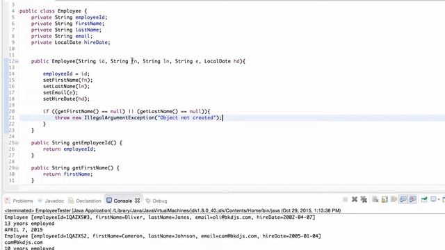 Constructor Exceptions with null values in Java смотреть онлайн