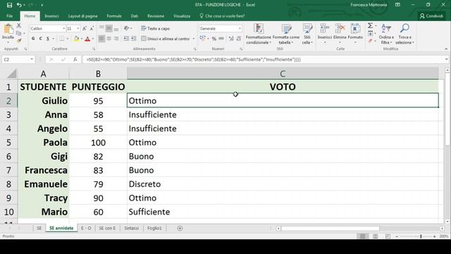 EXCEL Tutorial 7A: Funzioni logiche ( SE E O ) semplici e annidate смотреть онлайн