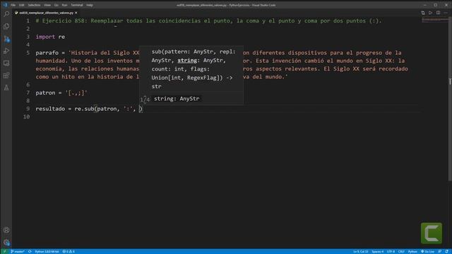 Python - Ejercicio 858: Reemplazar Coincidencias del Punto, La Coma y el Punto y Coma con Dos Punto смотреть онлайн
