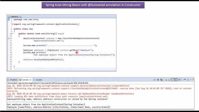 Dependency Injection via Constructors with @Autowired annotation | Spring @Autowired Annotation смотреть онлайн
