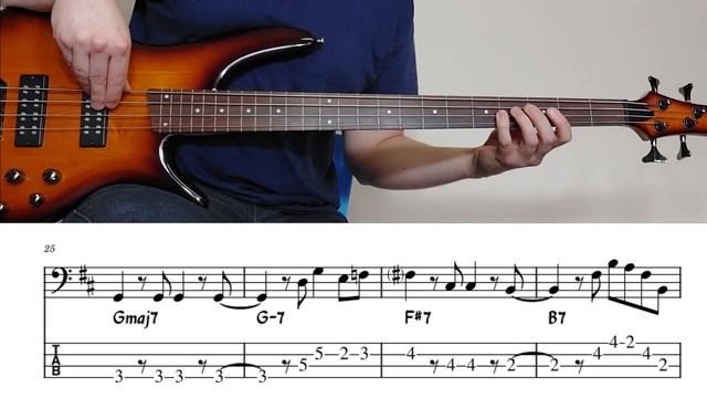 "Wave" by Antonio Carlos Jobim | Bossa Nova Bass Etude w/ On-Screen TAB Notation смотреть онлайн