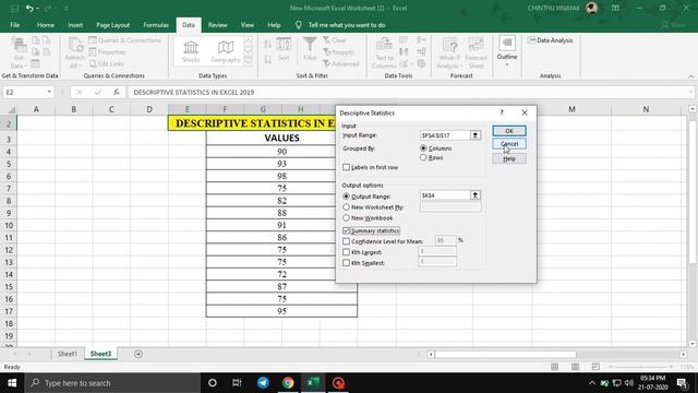 Descriptive Statistics | Excel 2019 | смотреть онлайн