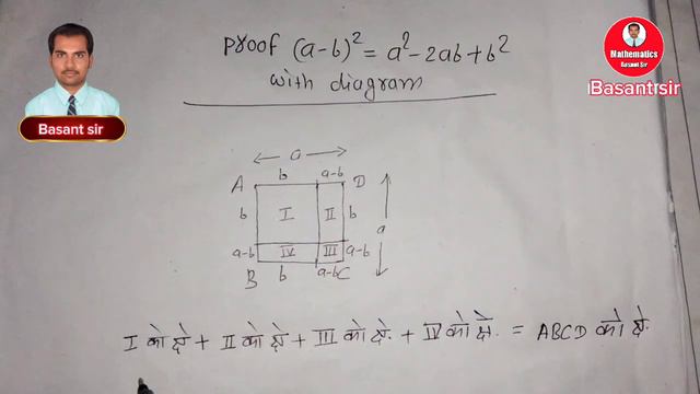 Proof (a-b)² = a²-2ab+b² with diagram ||(a-b)2=a2-2ab+b2 || basant sir || mathematics basant sir смотреть онлайн