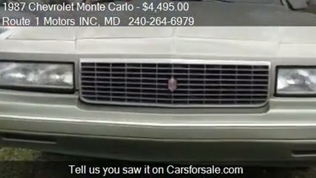 1987 Chevrolet Monte Carlo Base - for sale in Laurel, MD 207 смотреть онлайн
