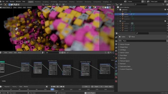 Blender 2.92 Geometry Nodes Mograph: volley cubes смотреть онлайн