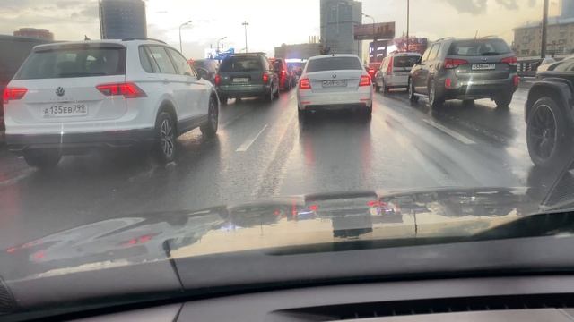 Driving tour Moscow // AMAZING traffic jam// Rain // City and Car Noise // ASMR // 4k смотреть онлайн