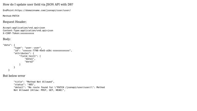 Drupal: How can I update an user field via JSON:API? смотреть онлайн
