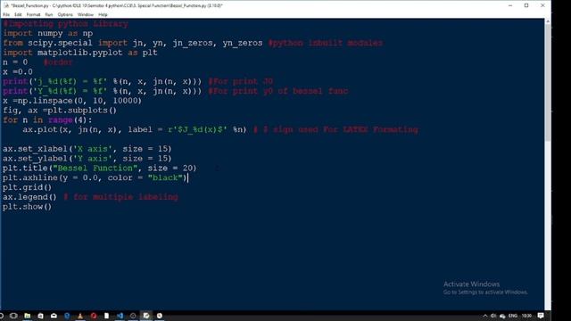 How to plot Bessel Function of first kind using python matplotlib смотреть онлайн