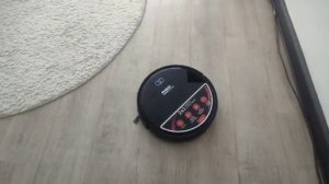 Робот-пылесос из Магнита RED Magnum Collection RV-R56S в режиме влажной уборки и тест на всасывание