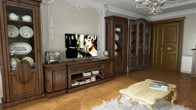 Видеоролик 3D интерьера квартиры в классическом стиле смотреть онлайн