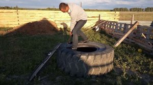 Как разрезать шину, покрышку, резину бензопилой. мини бассейн.